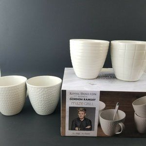 NIB Set of 4 Royal Doulton Gordon Ramsay Maze Grill Stoneware 12oz Coffee Mugs